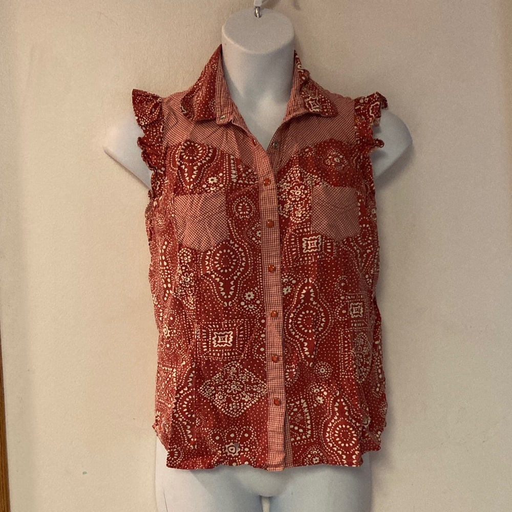 3 for $15 Snap Front Rockabilly Shirt PINK CATELLAC Retro Cowgirl Sleeveless Top